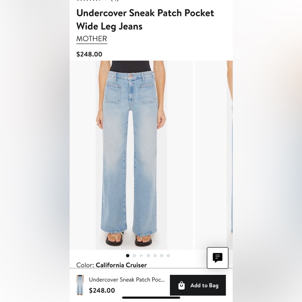 MOTHER denim Undercover sneak patch pocket wide leg jeans